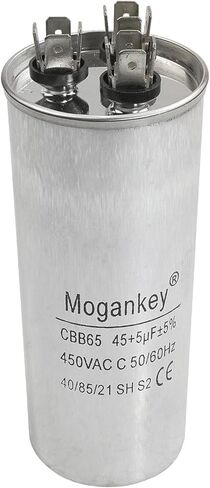 45-5 uF MFD CBB65 Capacitor Round Dural Motor Run Capacitor Withstand 450V AC Compatible with Air Compressor Pump Dryer Fridge Freezer Air Conditioner and Others in Kuwait