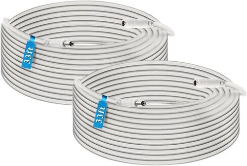 Power Extension Cable 2-Pack 33Feet 5.5mm x 2.1mm 12 Volt Male to Female Plug Cord for CCTV IP Security Camera DVRs and More Devices White in Saudi Arabia