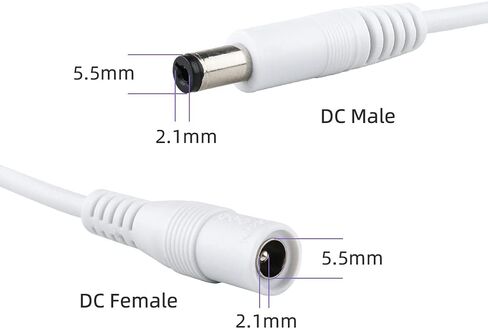 Power Extension Cable 2-Pack 33Feet 5.5mm x 2.1mm 12 Volt Male to Female Plug Cord for CCTV IP Security Camera DVRs and More Devices White in Saudi Arabia