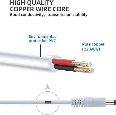 Power Extension Cable 2-Pack 33Feet 5.5mm x 2.1mm 12 Volt Male to Female Plug Cord for CCTV IP Security Camera DVRs and More Devices White in Saudi Arabia