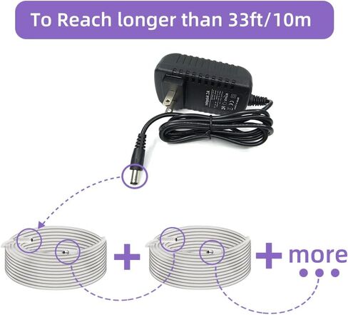 Power Extension Cable 2-Pack 33Feet 5.5mm x 2.1mm 12 Volt Male to Female Plug Cord for CCTV IP Security Camera DVRs and More Devices White in Saudi Arabia