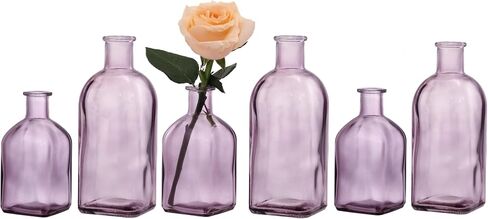 GMWD Glass Flower Vase Set of 6 Gray Clear Bud Vases, 14.5 Oz 8 Oz Apothecary Bottle Vases Decorative for Centerpieces Home Decoration Wedding Reception Table Decor in Saudi Arabia