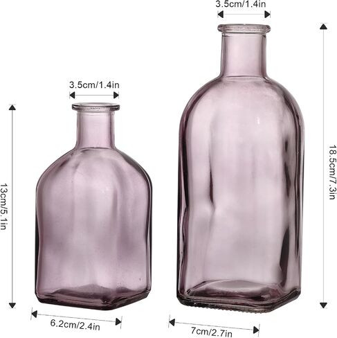 GMWD Glass Flower Vase Set of 6 Gray Clear Bud Vases, 14.5 Oz 8 Oz Apothecary Bottle Vases Decorative for Centerpieces Home Decoration Wedding Reception Table Decor in Saudi Arabia