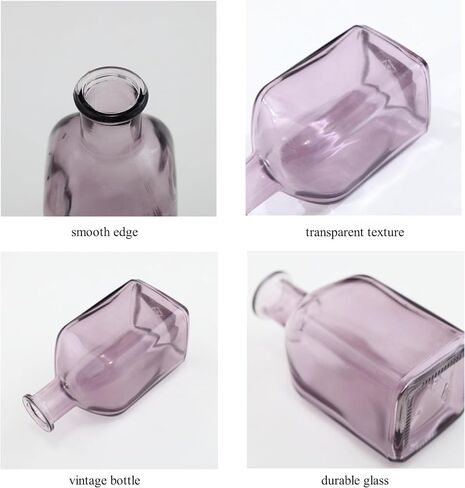 GMWD Glass Flower Vase Set of 6 Gray Clear Bud Vases, 14.5 Oz 8 Oz Apothecary Bottle Vases Decorative for Centerpieces Home Decoration Wedding Reception Table Decor in Saudi Arabia