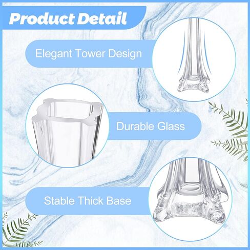 12 Pcs Eiffel Tower Vase Bulk 16 Inch Flute Vase Glass Vases Tall Glass Vases Long Skinny Vase Base Glass for Wedding Centerpiece Flowers Decorations (Clear) in Saudi Arabia