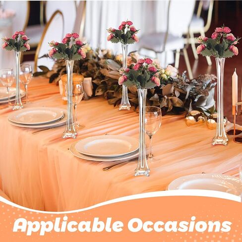 12 Pcs Eiffel Tower Vase Bulk 16 Inch Flute Vase Glass Vases Tall Glass Vases Long Skinny Vase Base Glass for Wedding Centerpiece Flowers Decorations (Clear) in Saudi Arabia