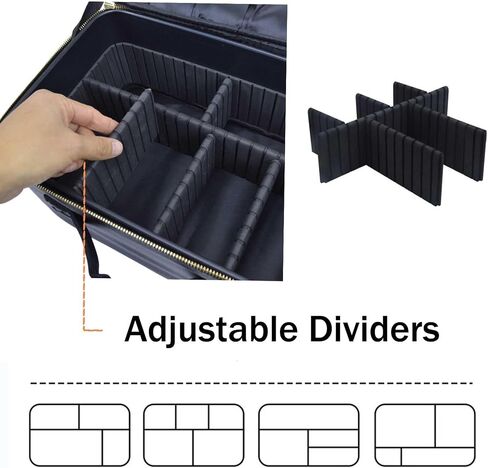 Travel Makeup Train Case Large Compacity Waterproof Makeup Cosmetic Case Portable Makeup Brush Organizer Artist Storage Bag with Adjustable Dividers and Strap (Large-Black) in Saudi Arabia