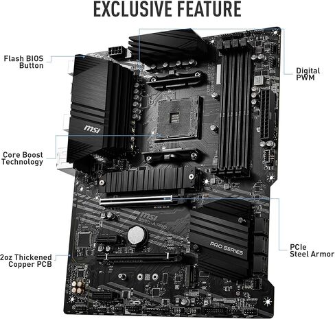 اللوحة الأم MSI B550-A PRO ProSeries Gaming PC - AM4، DDR4، PCIe 4.0، SATA 6 جيجابت/ثانية، M.2، USB 3.2 Gen 2، HDMI/DP، ATX، اللوحات الأم للكمبيوتر AMD (متجددة) in Saudi Arabia