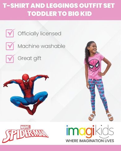 طقم تي شيرت وبنطلون ضيق للفتيات من Marvel Spider-Man Avengers Captain America Guardians of the Galaxy من الأطفال الصغار إلى الأطفال الكبار in Saudi Arabia
