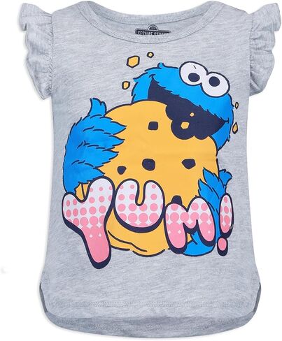 تي شيرت للفتيات من Sesame Street Elmo أو Cookie Monster، قميص بدون أكمام ومجموعة قصيرة للرضع والأطفال الصغار in Kuwait