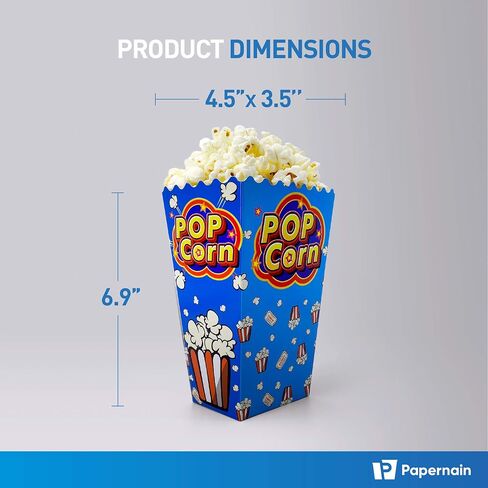 [46 oz, 50-Count, Blue Pop] Paper Popcorn Boxes, Disposable Buckets in Saudi Arabia