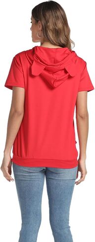 YYW Women Short Sleeve Hoodie Kangaroo Pocket Pet Pouch Holder Carrier Shirt Top Pullover Sweatshirt in Saudi Arabia