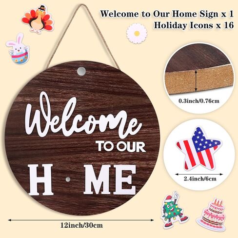 Seasonal Welcome Sign Front Door Decoration, Sublaga Welcome Sign for Front Door, Round Wood Wreaths, Farmhouse, Porch, for All Seasons Holiday Halloween Thanksgiving Christmas in Saudi Arabia