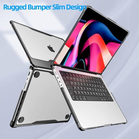 Protective Case for 2021 2022 2023 MacBook Pro 14 Inch A2779/A2442- Heavy Duty Hard Shell Cover for MacBook Pro 14" with M1 Pro/Max, M2 Pro/Max Chip with Touch ID- Black in Saudi Arabia