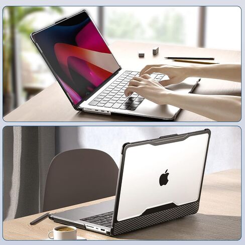 Protective Case for 2021 2022 2023 MacBook Pro 14 Inch A2779/A2442- Heavy Duty Hard Shell Cover for MacBook Pro 14" with M1 Pro/Max, M2 Pro/Max Chip with Touch ID- Black in Saudi Arabia
