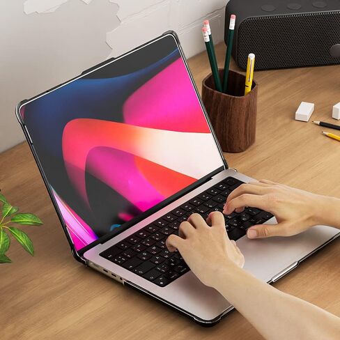 Protective Case for 2021 2022 2023 MacBook Pro 14 Inch A2779/A2442- Heavy Duty Hard Shell Cover for MacBook Pro 14" with M1 Pro/Max, M2 Pro/Max Chip with Touch ID- Black in Saudi Arabia