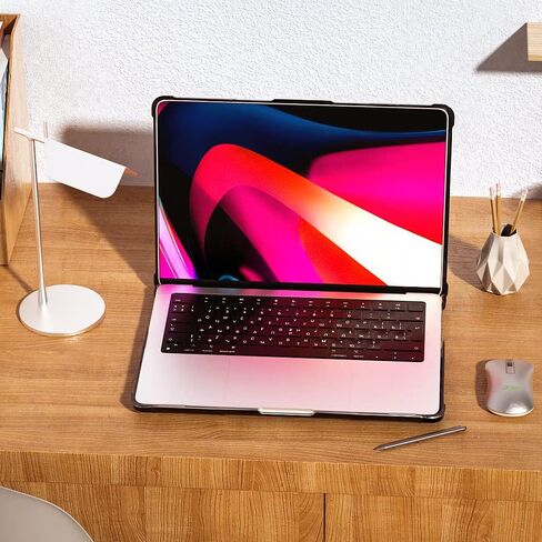 Protective Case for 2021 2022 2023 MacBook Pro 14 Inch A2779/A2442- Heavy Duty Hard Shell Cover for MacBook Pro 14" with M1 Pro/Max, M2 Pro/Max Chip with Touch ID- Black in Saudi Arabia