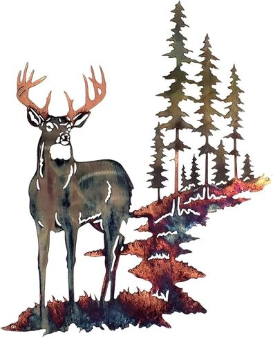 ArtsyCase Metal Iron Whitetail Deer Wall Art Decoration Sculpture, 3D Elk Craft Home Hanging Ornament for Living Room for Living Room, Bedroom Bathroom (A), 9.8 inch in Saudi Arabia