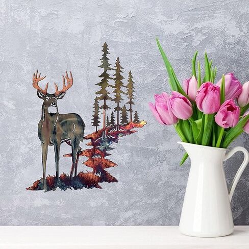 ArtsyCase Metal Iron Whitetail Deer Wall Art Decoration Sculpture, 3D Elk Craft Home Hanging Ornament for Living Room for Living Room, Bedroom Bathroom (A), 9.8 inch in Saudi Arabia