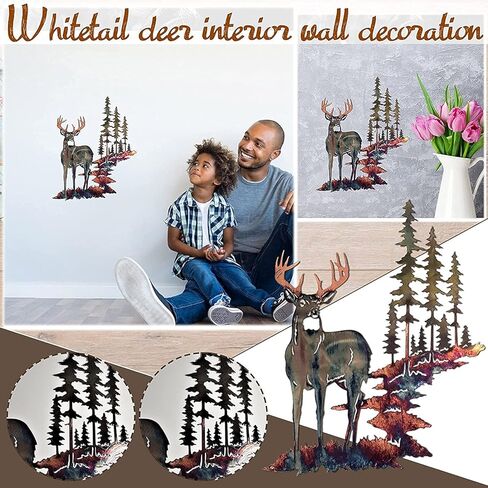 ArtsyCase Metal Iron Whitetail Deer Wall Art Decoration Sculpture, 3D Elk Craft Home Hanging Ornament for Living Room for Living Room, Bedroom Bathroom (A), 9.8 inch in Saudi Arabia