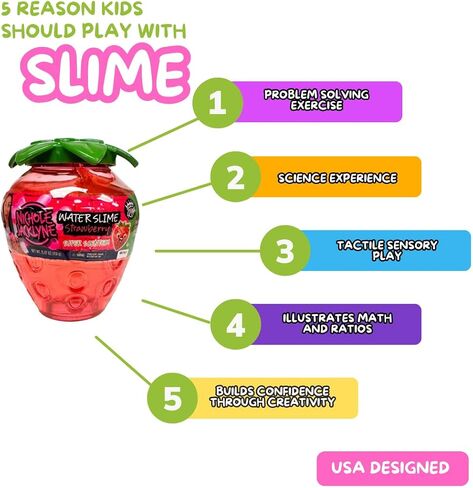 Nichole Jacklyne Strawberry Scented Water Slime Kids Toy, Non-Sticky Sensory Gift for Boys and Girls, Stress Relief Slime Party Favor, Birthday Gift, Classroom Fidget Prize 15oz… in Saudi Arabia