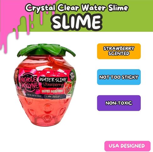 Nichole Jacklyne Strawberry Scented Water Slime Kids Toy, Non-Sticky Sensory Gift for Boys and Girls, Stress Relief Slime Party Favor, Birthday Gift, Classroom Fidget Prize 15oz… in Saudi Arabia