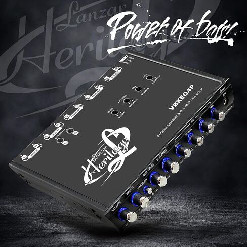 معادل Lanzar 4 Band Parametric - مخرج 7V RMS مع التحكم في مضخم الصوت، حجم نصف Din 7 x 4.1 x 1 بوصة، مدخلات Aux لخط Pre-amp عبر RCA ومقابس الهاتف، الضوء الأزرق، DC 12V مع مشغل عن بعد in Kuwait