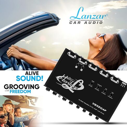 معادل Lanzar 4 Band Parametric - مخرج 7V RMS مع التحكم في مضخم الصوت، حجم نصف Din 7 x 4.1 x 1 بوصة، مدخلات Aux لخط Pre-amp عبر RCA ومقابس الهاتف، الضوء الأزرق، DC 12V مع مشغل عن بعد in Kuwait