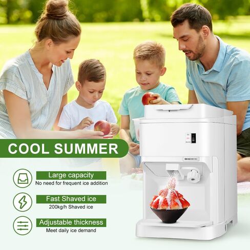 110V Electric Ice Shaver, 350W Shaver Snow Cone Machine, Thickness Adjustable Ice Shaving Machine 440LBs/hr Rotate Speed& Strong Power for Parties Events Snack Bar, Home and Commerical Use in Saudi Arabia