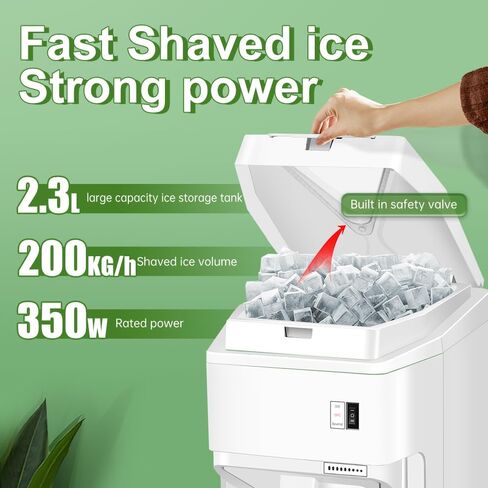 110V Electric Ice Shaver, 350W Shaver Snow Cone Machine, Thickness Adjustable Ice Shaving Machine 440LBs/hr Rotate Speed& Strong Power for Parties Events Snack Bar, Home and Commerical Use in Saudi Arabia