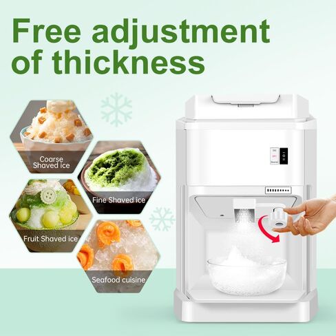 110V Electric Ice Shaver, 350W Shaver Snow Cone Machine, Thickness Adjustable Ice Shaving Machine 440LBs/hr Rotate Speed& Strong Power for Parties Events Snack Bar, Home and Commerical Use in Saudi Arabia
