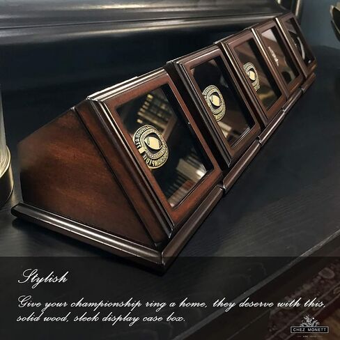 Championship Ring Display Case Box Real Wood and Framed Glass Lid |Single Stand 1 Slot| Gift for Sports Fans in Saudi Arabia