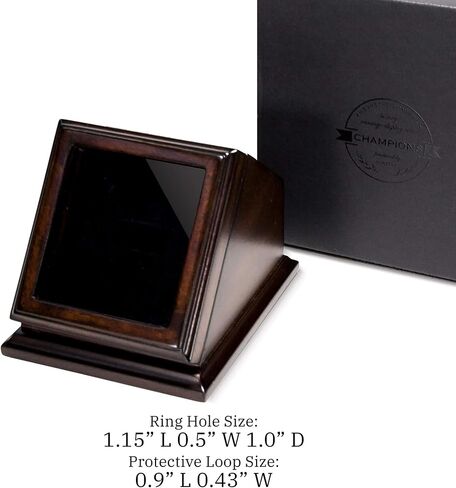 Championship Ring Display Case Box Real Wood and Framed Glass Lid |Single Stand 1 Slot| Gift for Sports Fans in Saudi Arabia