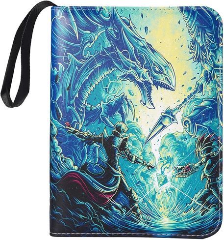 Leatherette 4 Pocket Trading Card Binder Album Holder Pages Folder Protector for Trading Cards TCG - Toploading 3 Ring Card Binder Album Master Duel Trade Cards 400 in Kuwait