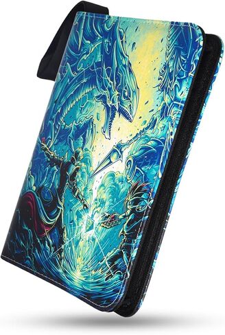 Leatherette 4 Pocket Trading Card Binder Album Holder Pages Folder Protector for Trading Cards TCG - Toploading 3 Ring Card Binder Album Master Duel Trade Cards 400 in Kuwait