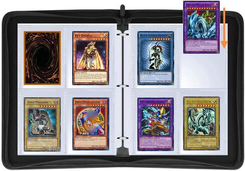 Leatherette 4 Pocket Trading Card Binder Album Holder Pages Folder Protector for Trading Cards TCG - Toploading 3 Ring Card Binder Album Master Duel Trade Cards 400 in Kuwait