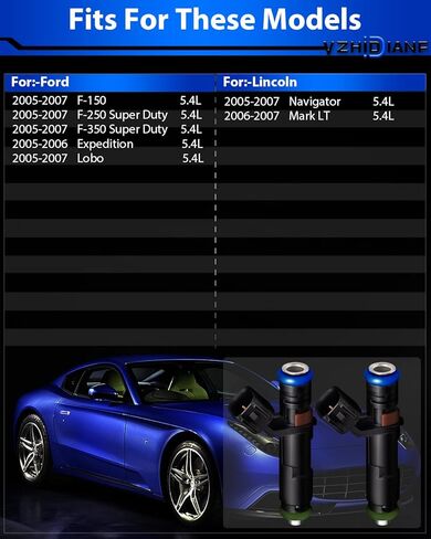 Fuel Injector FJ817 Fits For:-Ford 2005 2006 2007 F150 F250 F350 Expedition Super Duty 5.4 L, For:-Lincoln Mark LT Navigator 5.4l, 5C3Z-DC ​(1 Pc) in Kuwait