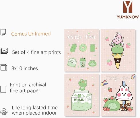 ديكور غرفة مطبخ وردي لطيف - ديكور جدار أنيمي ياباني kawaii لغرفة الطعام - طباعة ملصق جمالي على شكل أرنب ضفدع فراولة لفن جدار غرفة نوم الفتاة المراهقة - هدايا حضانة الأطفال - صور الشقة in Saudi Arabia