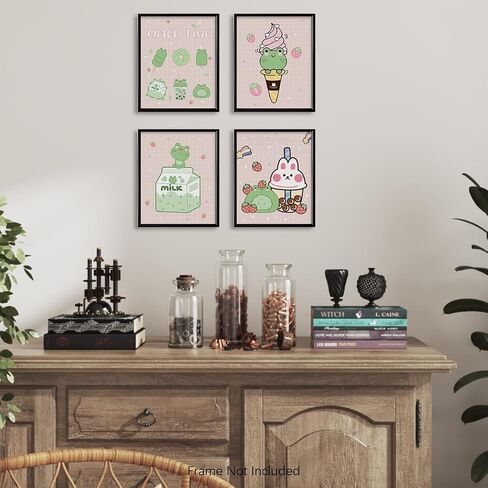 ديكور غرفة مطبخ وردي لطيف - ديكور جدار أنيمي ياباني kawaii لغرفة الطعام - طباعة ملصق جمالي على شكل أرنب ضفدع فراولة لفن جدار غرفة نوم الفتاة المراهقة - هدايا حضانة الأطفال - صور الشقة in Saudi Arabia