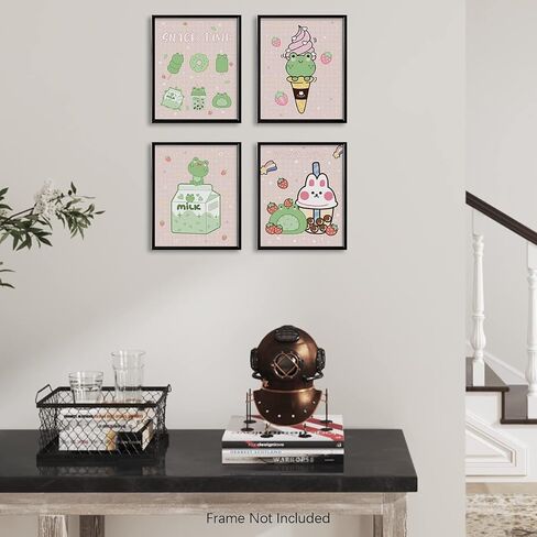 ديكور غرفة مطبخ وردي لطيف - ديكور جدار أنيمي ياباني kawaii لغرفة الطعام - طباعة ملصق جمالي على شكل أرنب ضفدع فراولة لفن جدار غرفة نوم الفتاة المراهقة - هدايا حضانة الأطفال - صور الشقة in Saudi Arabia