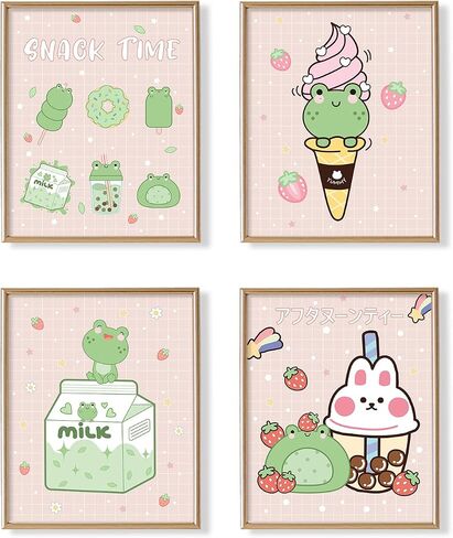 ديكور غرفة مطبخ وردي لطيف - ديكور جدار أنيمي ياباني kawaii لغرفة الطعام - طباعة ملصق جمالي على شكل أرنب ضفدع فراولة لفن جدار غرفة نوم الفتاة المراهقة - هدايا حضانة الأطفال - صور الشقة in Saudi Arabia