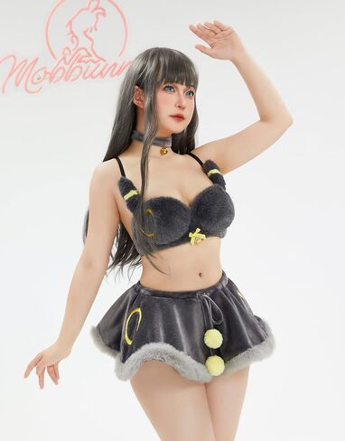 طقم بيجامات نسائية من الرسوم المتحركة التأثيرية، قميص ولباس داخلي غامض مع تنورة من الفلانيل، مجموعة ملابس داخلية كرتونية in Kuwait