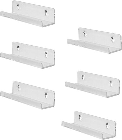 Sooyee 6 عبوات من حامل الفينيل الشفاف، رف تثبيت على الحائط لسجل الفينيل مقاس 7 بوصات EP فردي، أغطية ألبوم أكريليك لديكور الحائط في مكتب المنزل، عرض رف التسجيل، تخزين سجل LP in Kuwait