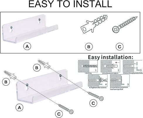 Sooyee 6 عبوات من حامل الفينيل الشفاف، رف تثبيت على الحائط لسجل الفينيل مقاس 7 بوصات EP فردي، أغطية ألبوم أكريليك لديكور الحائط في مكتب المنزل، عرض رف التسجيل، تخزين سجل LP in Kuwait