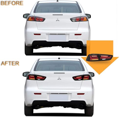 VLAND Tail lights Assembly Fit for Mitsubishi Lancer & EVO X 2008-2020(Not for Sportbacks/fortis/io), Rear Lamp with DRL, Back light w/Fog Lights & Sequential Turn Signal, Smoked in Saudi Arabia