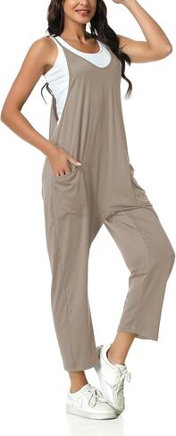 HAILTH Rompers for Women Casual Summer Jumpsuits Sleeveless Loose Spaghetti Strap Overalls Jumpers in Kuwait