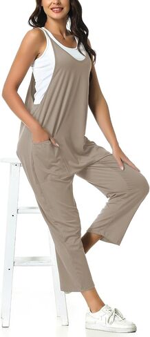 HAILTH Rompers for Women Casual Summer Jumpsuits Sleeveless Loose Spaghetti Strap Overalls Jumpers in Kuwait