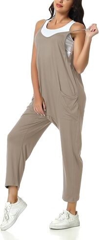 HAILTH Rompers for Women Casual Summer Jumpsuits Sleeveless Loose Spaghetti Strap Overalls Jumpers in Kuwait