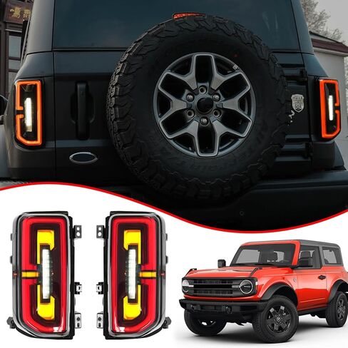 ضوء الذيل متوافق مع 2021-2024 مصباح Ford Bronco Tail Lamp LED المدخن الخلفي استبدال مصباح الفرامل الخلفي لملحقات Ford Bronco 2021 2022 2023 2024 (زوج من 2، مدخن) in Kuwait