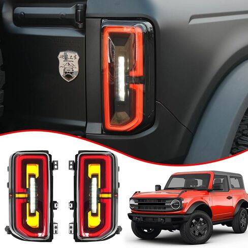 ضوء الذيل متوافق مع 2021-2024 مصباح Ford Bronco Tail Lamp LED المدخن الخلفي استبدال مصباح الفرامل الخلفي لملحقات Ford Bronco 2021 2022 2023 2024 (زوج من 2، مدخن) in Kuwait